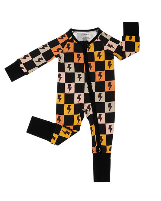 Bamboo Zip Romper | Colorful Checks & Bolts - Mack & Harvie