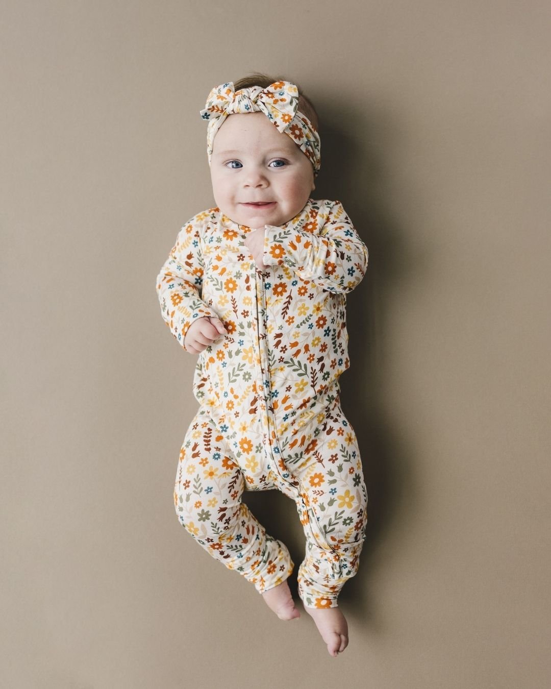 Bamboo Zip Romper | Fall Flowers - Mack & Harvie