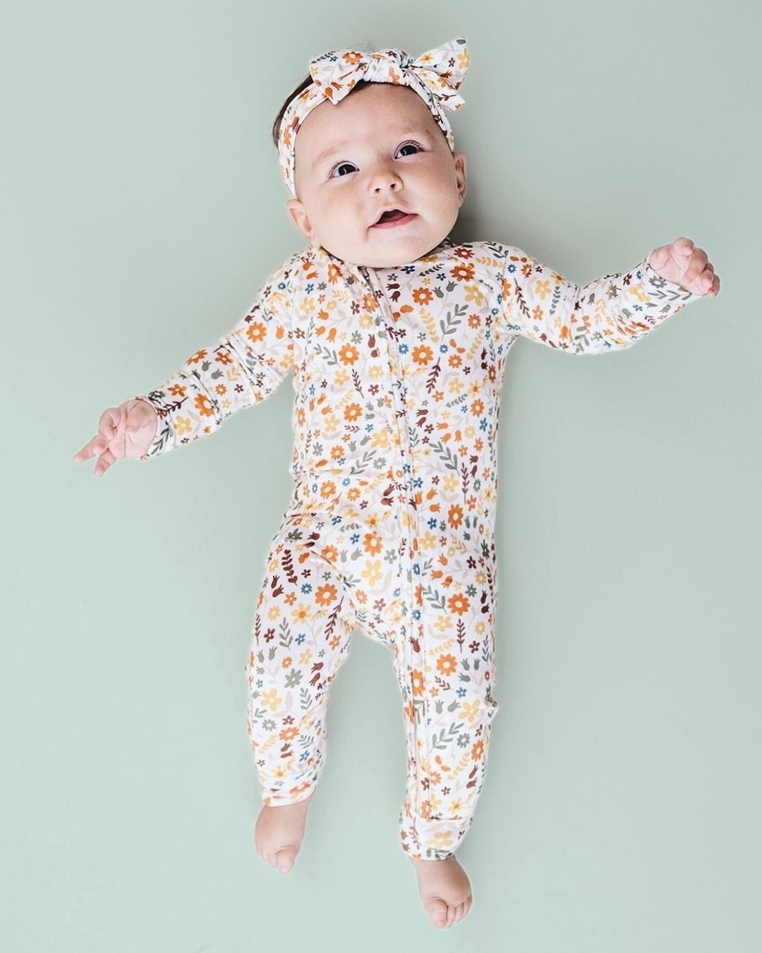 Bamboo Zip Romper | Fall Flowers - Mack & Harvie