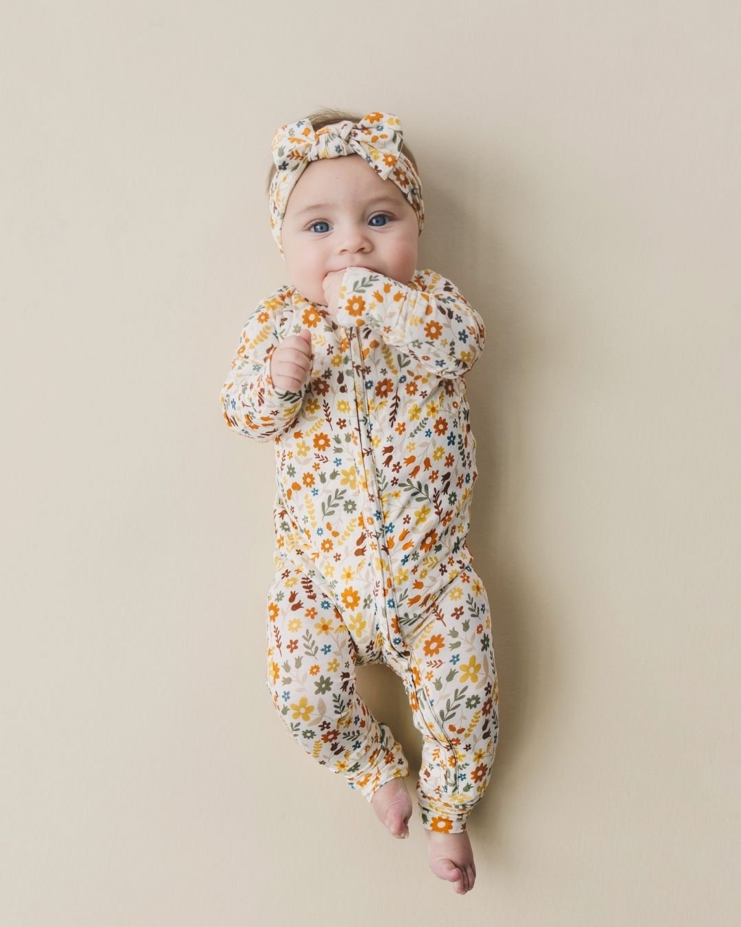 Bamboo Zip Romper | Fall Flowers - Mack & Harvie