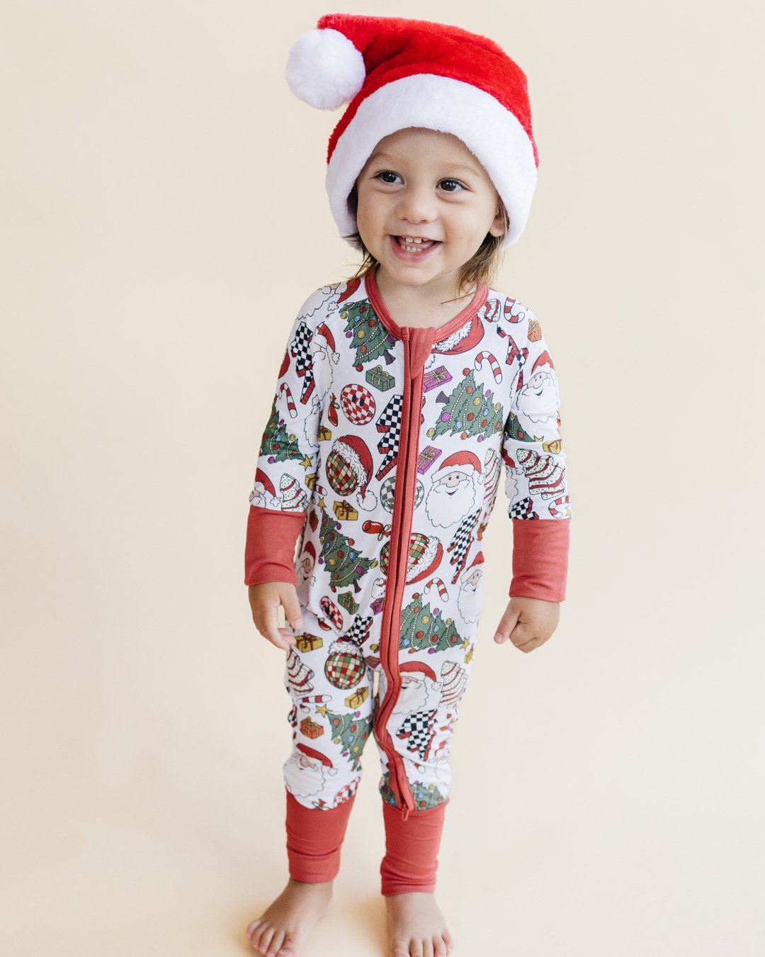 Bamboo Zip Romper | Retro Christmas - Mack & Harvie