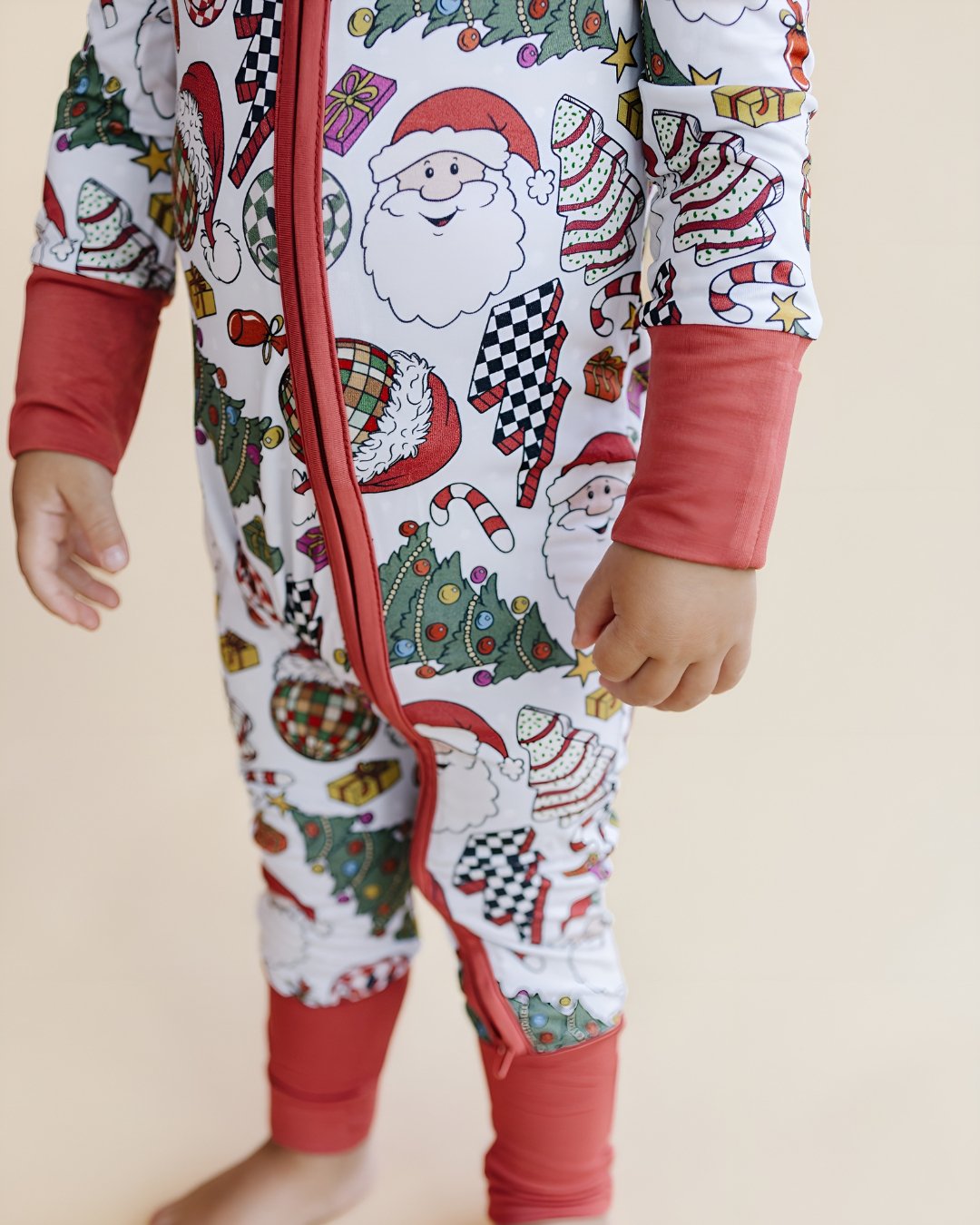 Bamboo Zip Romper | Retro Christmas - Mack & Harvie