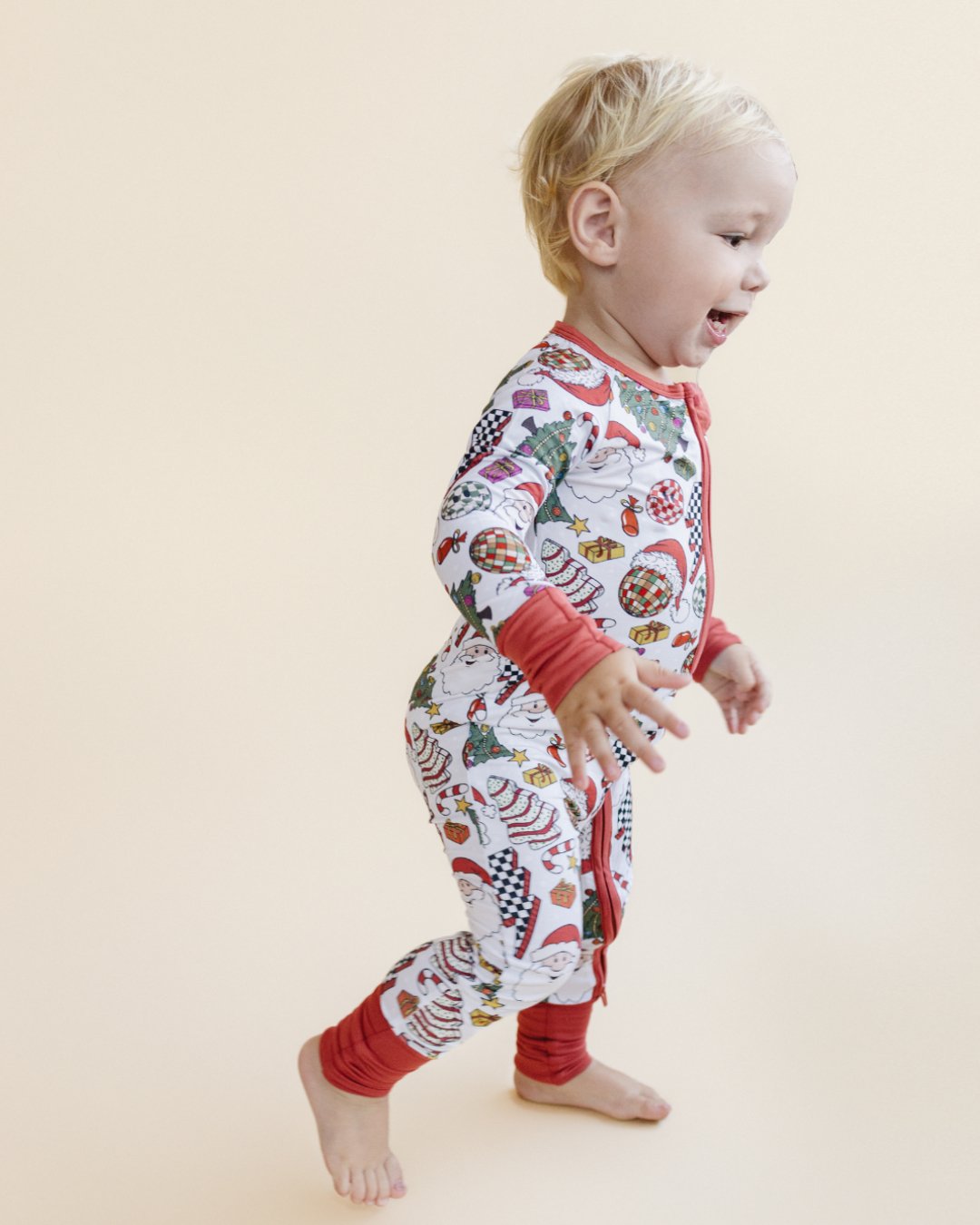 Bamboo Zip Romper | Retro Christmas - Mack & Harvie