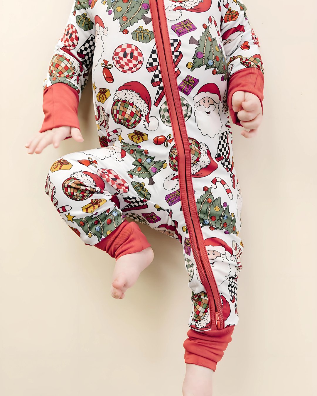 Bamboo Zip Romper | Retro Christmas - Mack & Harvie