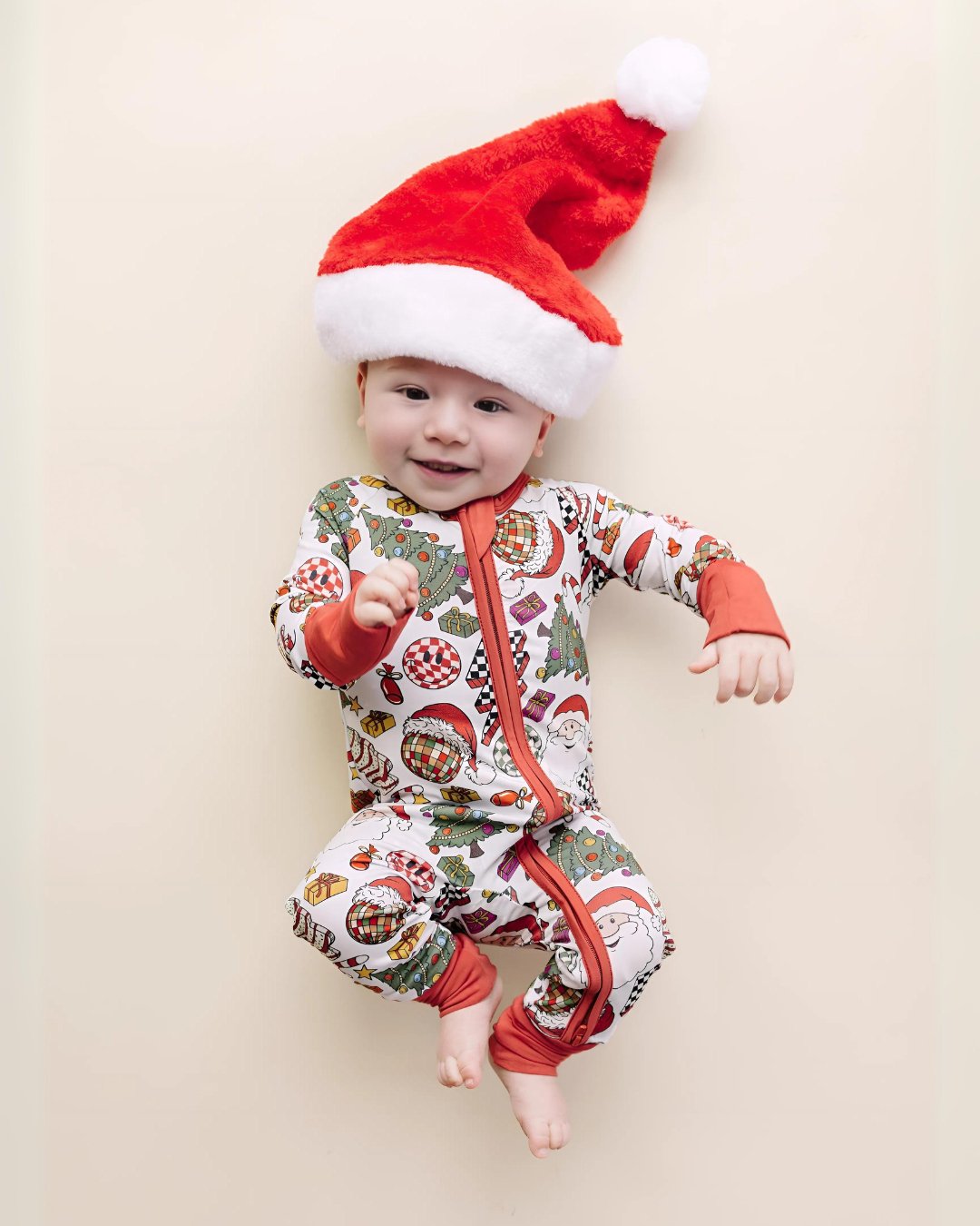 Bamboo Zip Romper | Retro Christmas - Mack & Harvie