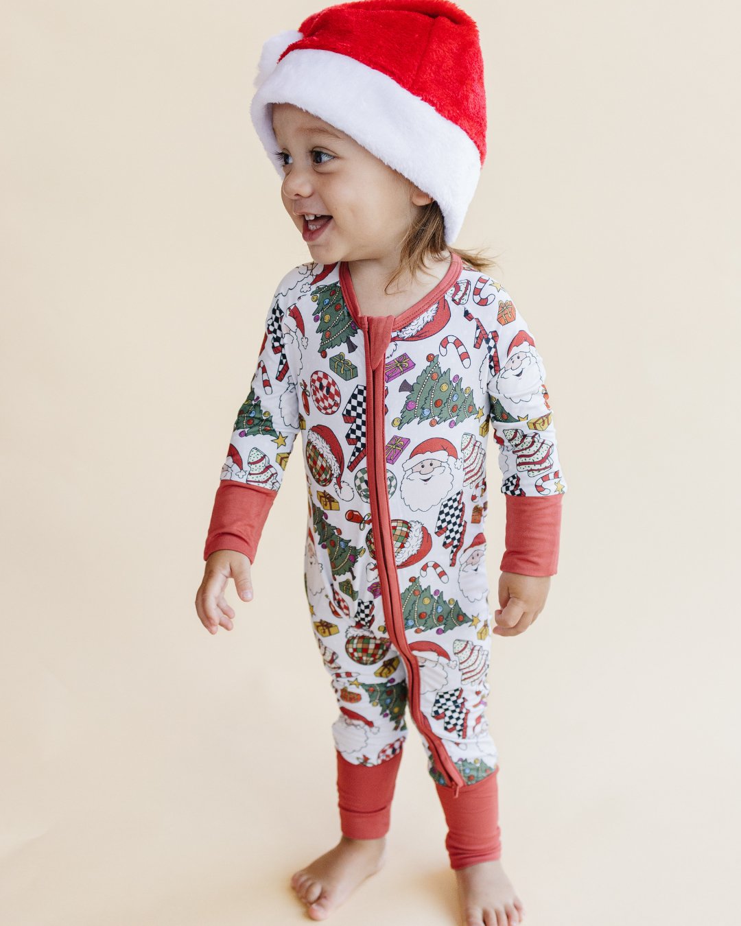 Bamboo Zip Romper | Retro Christmas - Mack & Harvie