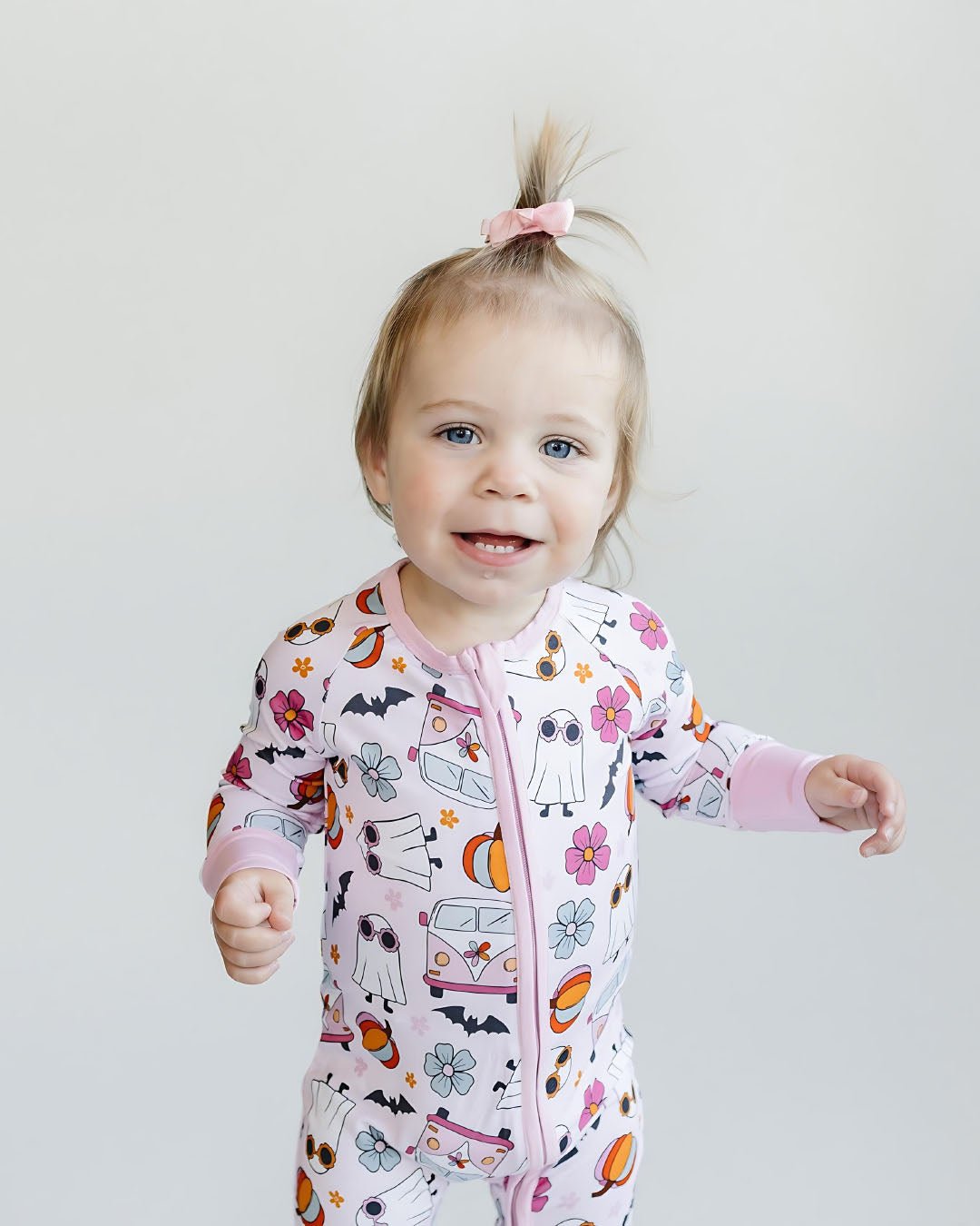 Bamboo Zip Romper | Retro Ghost - Mack & Harvie