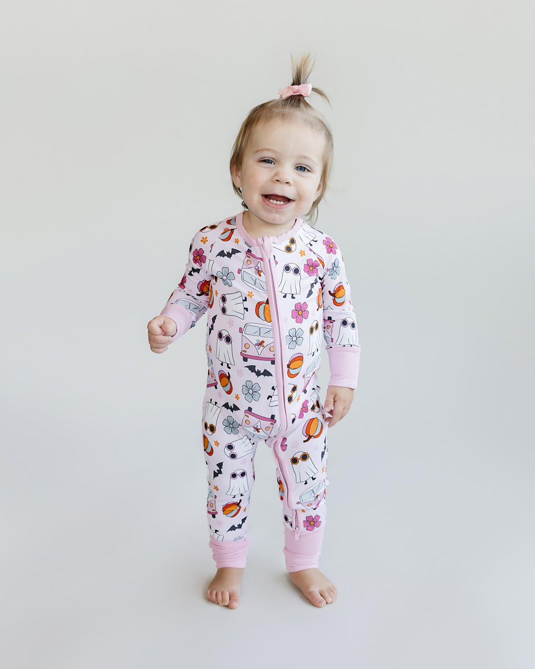 Bamboo Zip Romper | Retro Ghost - Mack & Harvie