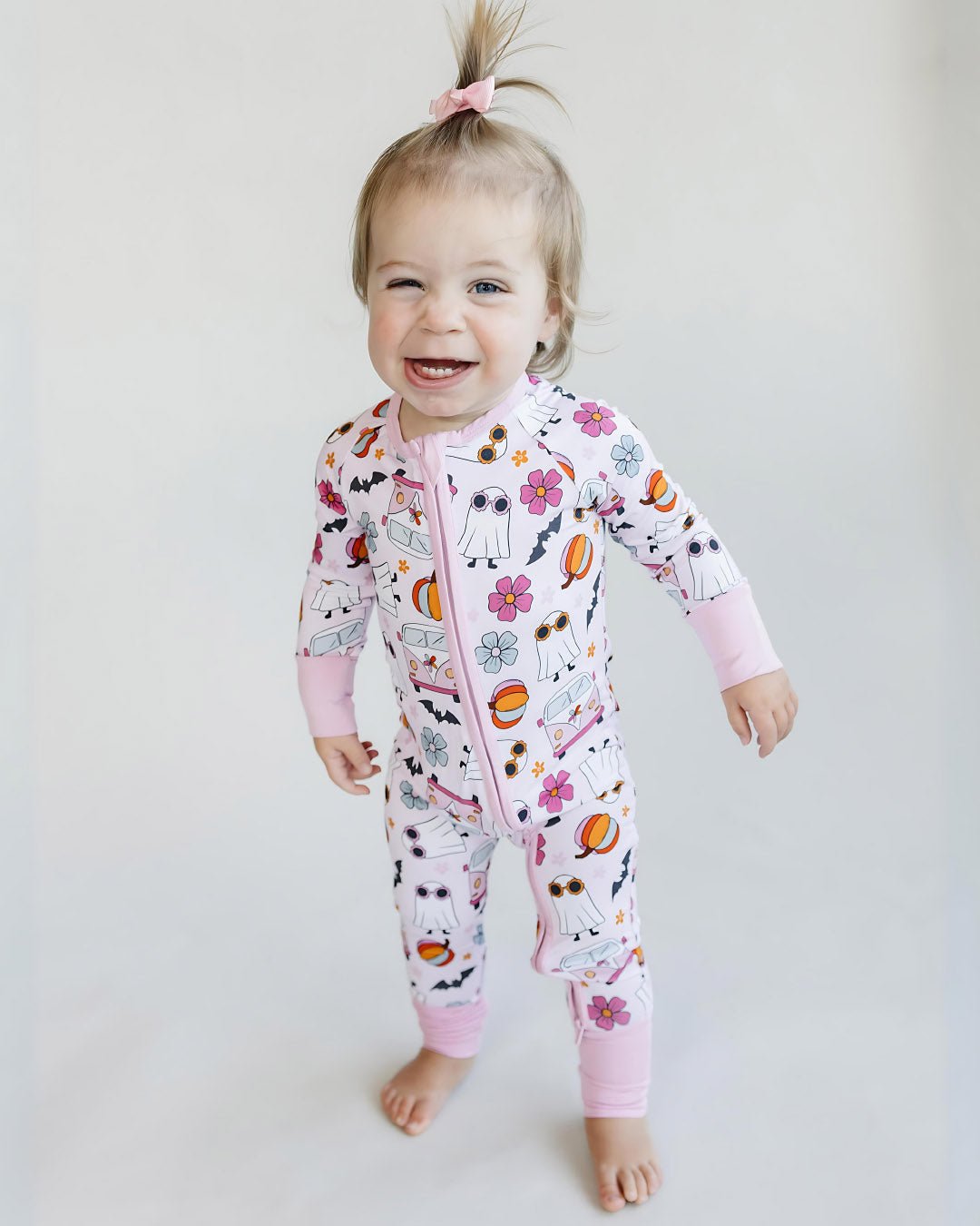 Bamboo Zip Romper | Retro Ghost - Mack & Harvie