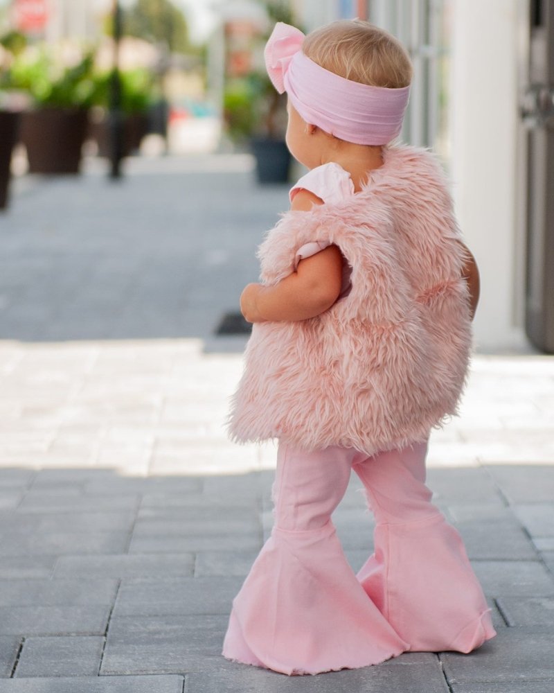 Barbie Pleated Denim Bell Bottoms - PowerPuff Distressed Pink - Mack & Harvie