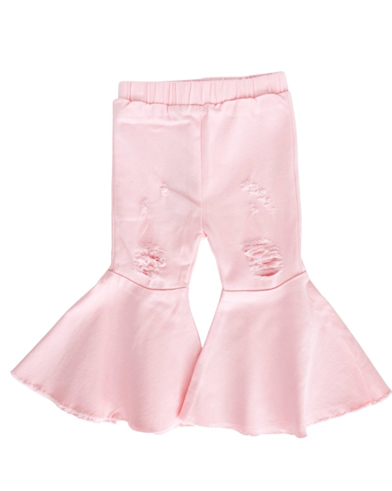 Barbie Pleated Denim Bell Bottoms - PowerPuff Distressed Pink - Mack & Harvie