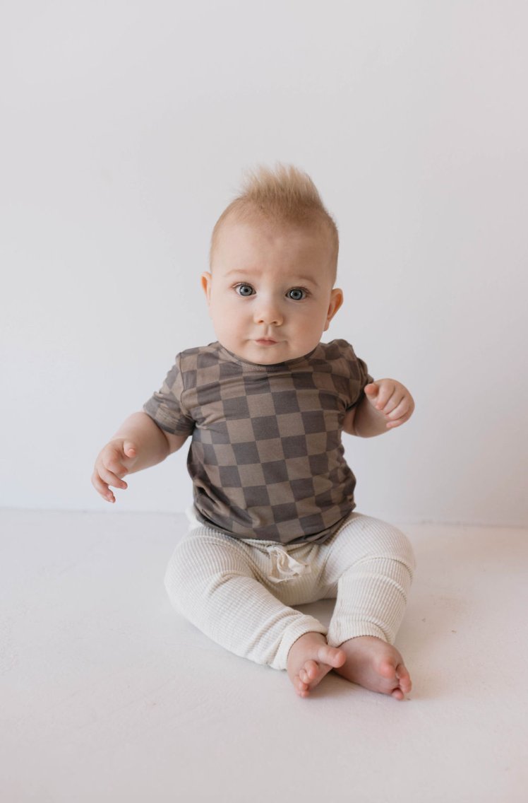 Basic Bamboo Tee | Faded Brown Checkerboard - Mack & Harvie