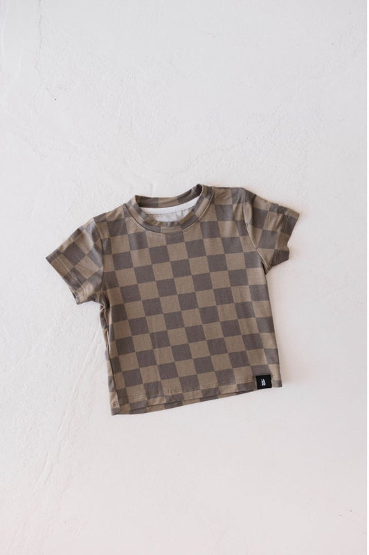 Basic Bamboo Tee | Faded Brown Checkerboard - Mack & Harvie