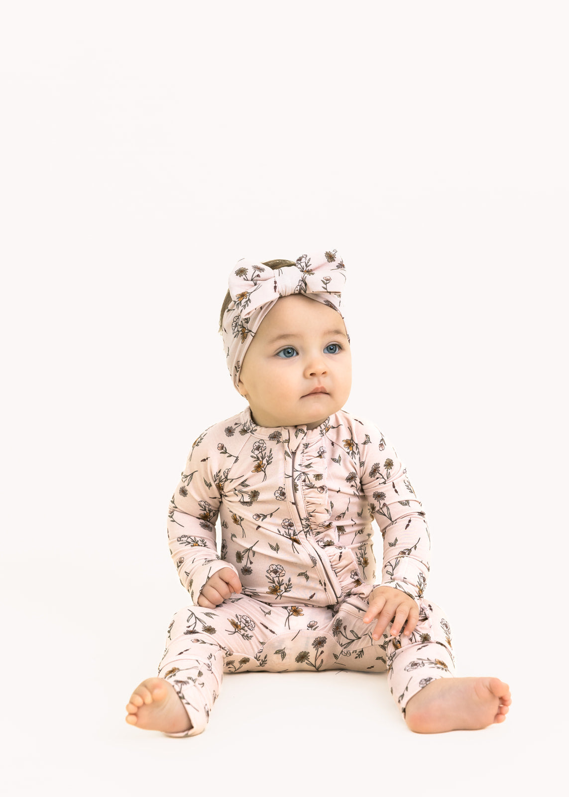 Lennon Floral | Ruffle Bamboo Zip Romper