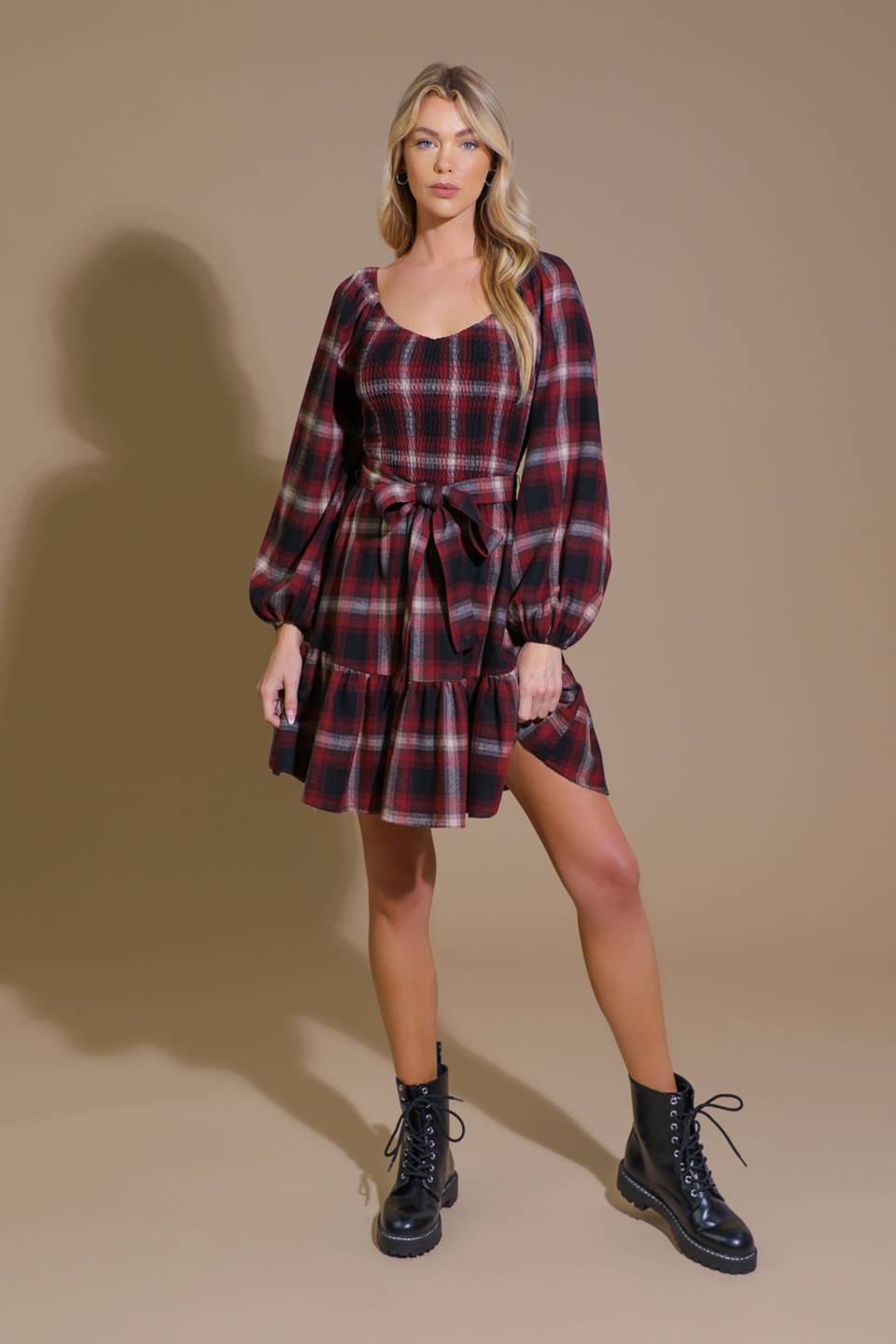 BE WITH YOU WOVEN PLAID MINI DRESS - Mack & Harvie