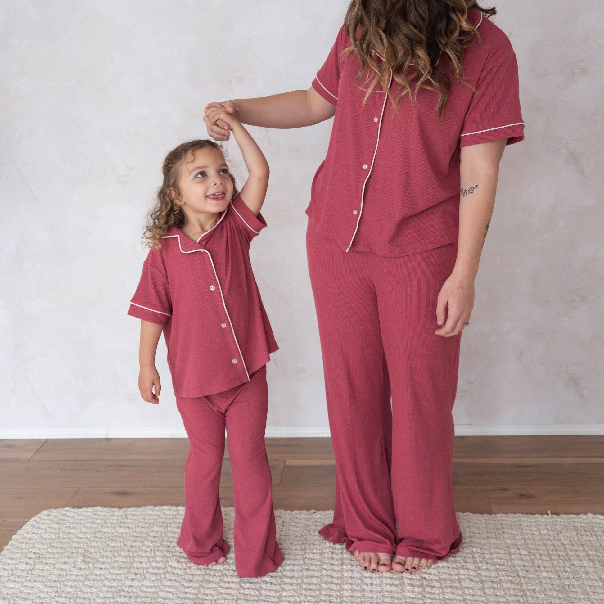 Berry Ribbed | Girl's Flare Set - Mack & Harvie