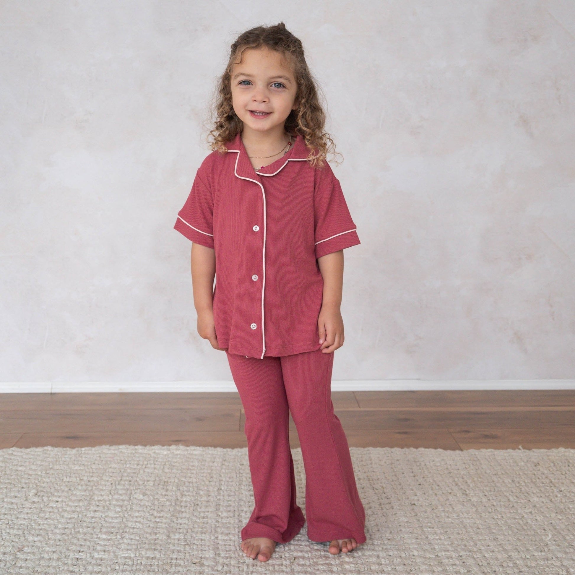 Berry Ribbed | Girl's Flare Set - Mack & Harvie