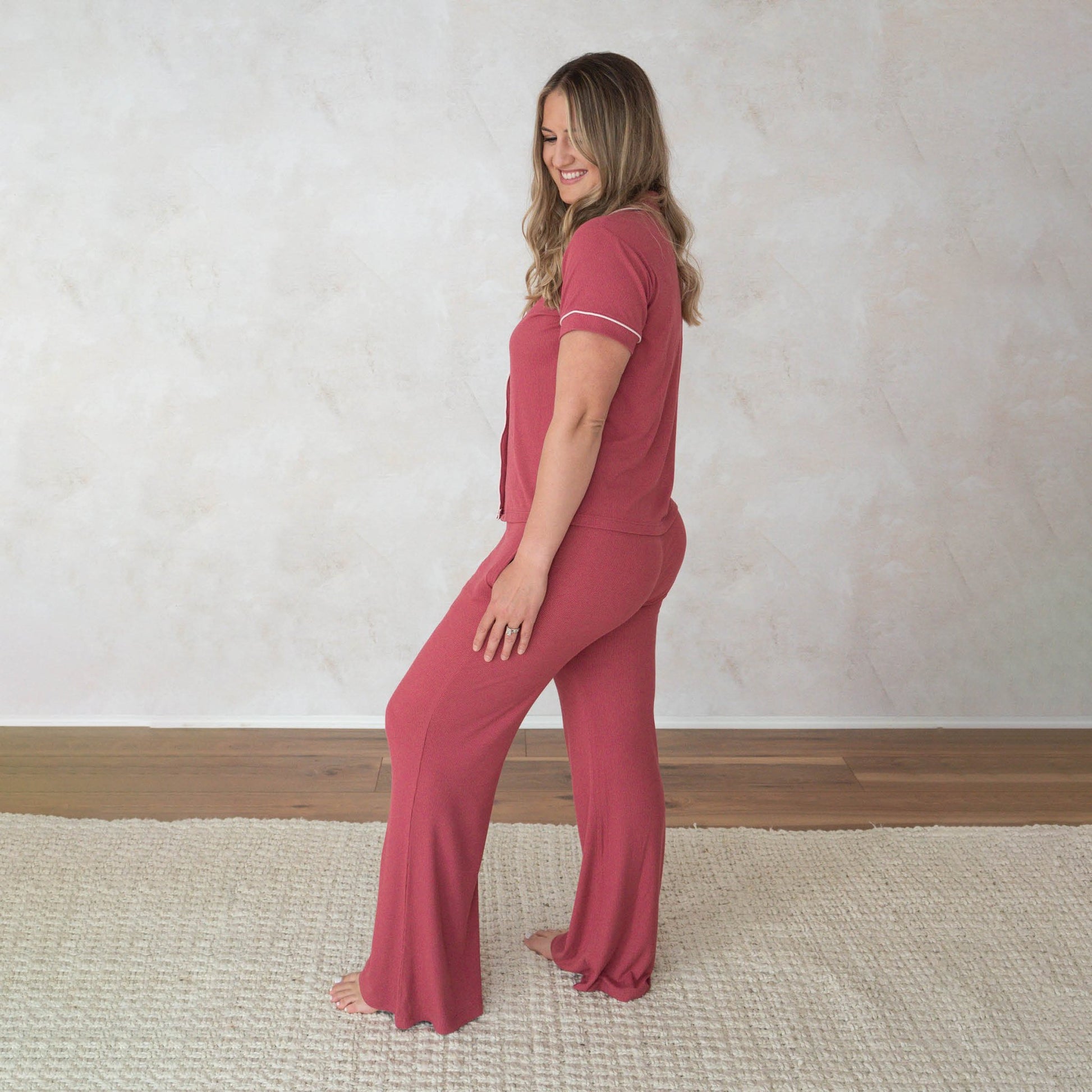 Berry Ribbed | Women's Flare Set - Mack & Harvie