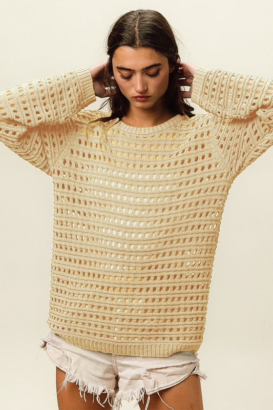 BiBi Round Neck Openwork Knit Cover Up - Mack & Harvie