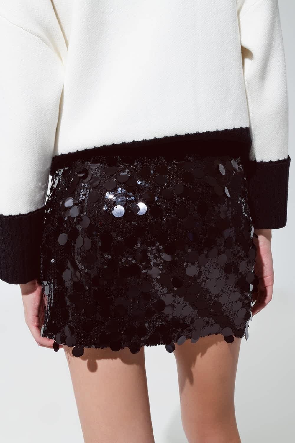 Big Sequin Mini Skirt in Black - Mack & Harvie