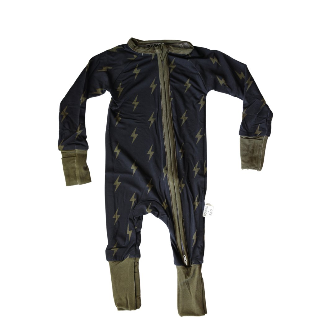 Black Bolt Zipper Jammies - Mack & Harvie