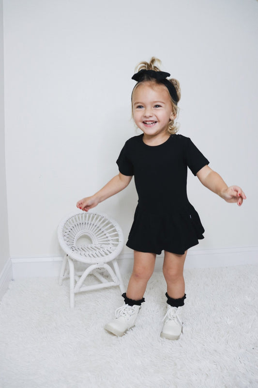 BLACK RIB DREAM BODYSUIT DRESS - Mack & Harvie