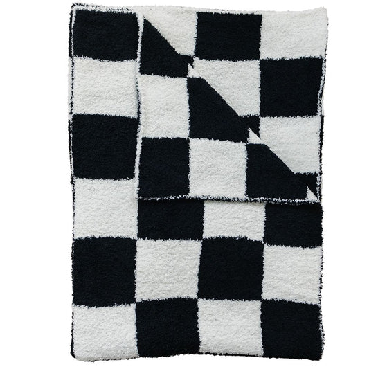 Black + White Checkered Plush Blanket - Mack & Harvie