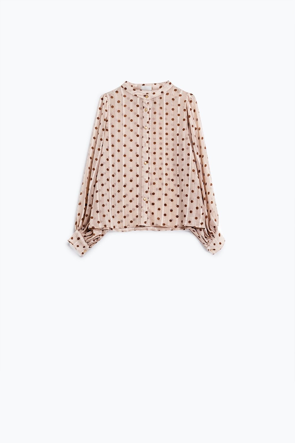 Blouse With Balloon Sleeves and Polka Dots in Beige - Mack & Harvie