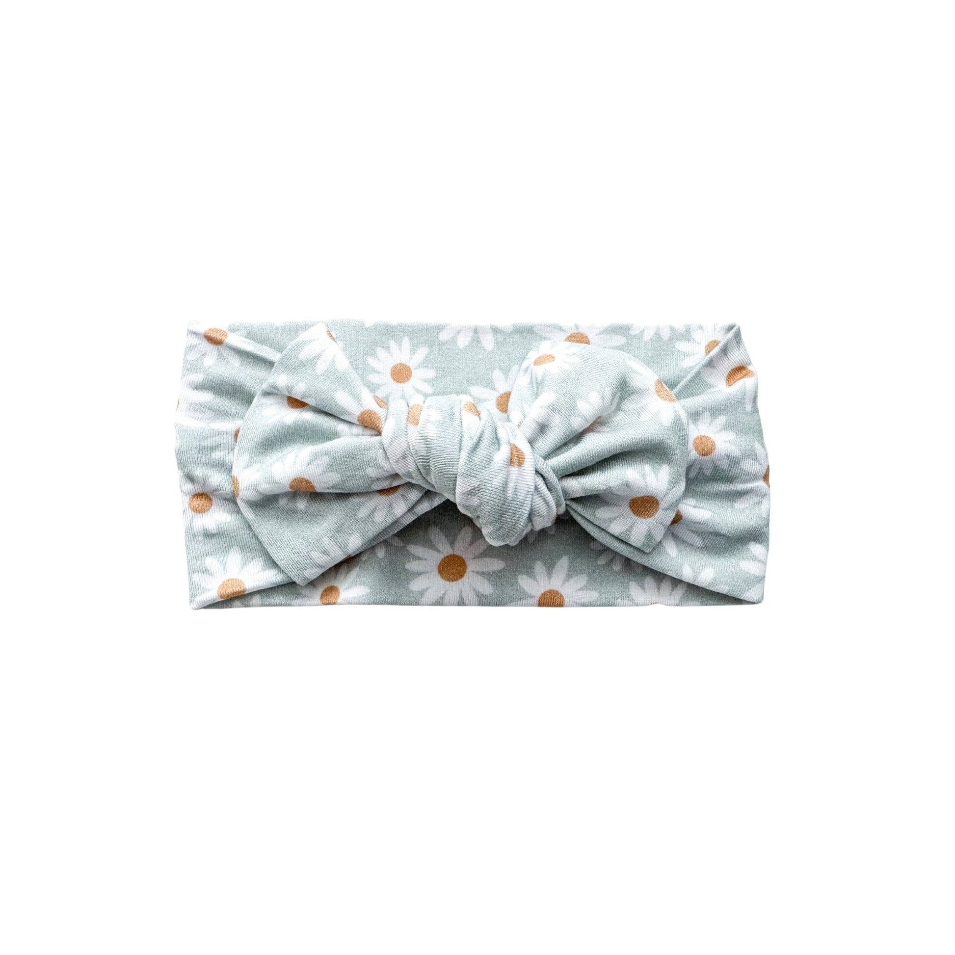 Blue Daisy Bow Headband - Mack & Harvie