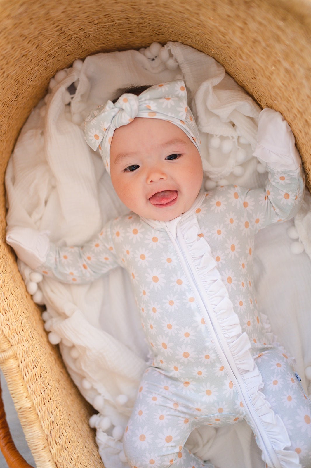 Blue Daisy Bow Headband - Mack & Harvie