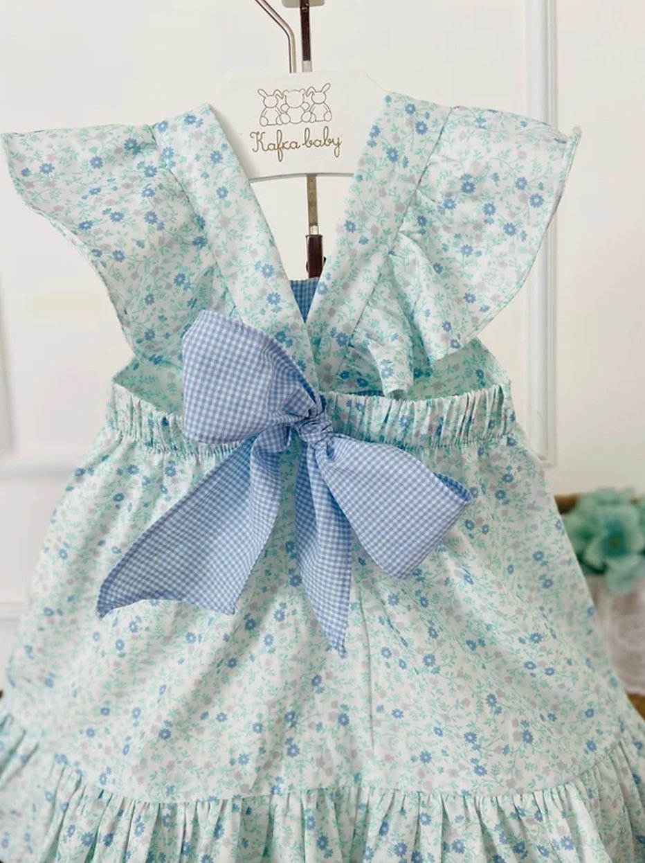 Blue Floral Smocked Dress - Mack & Harvie