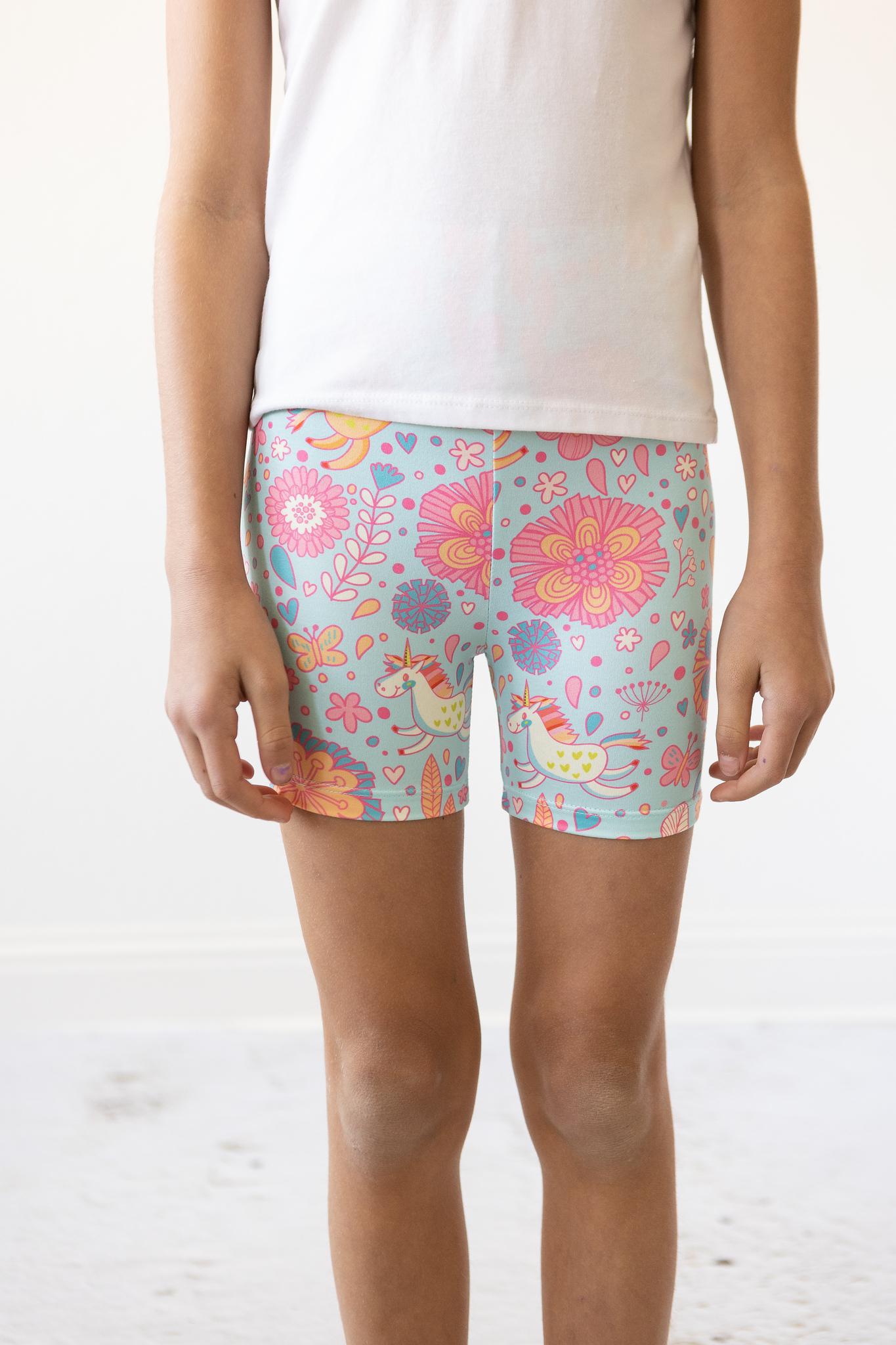 Blue Retro Unicorns Twirl Shorts - Mack & Harvie