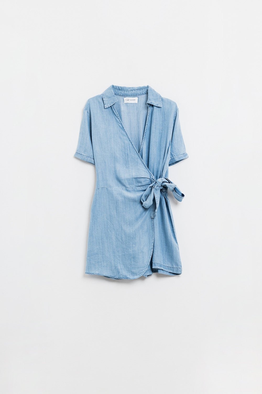 Blue Tencel Denim Wrap Front Jumpsuit - Mack & Harvie