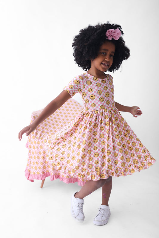 BLUSHIN' CHECKERS DREAM RUFFLE DRESS - Mack & Harvie