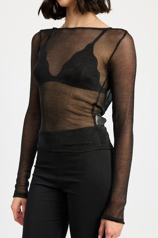 BOAT NECK METALLIC SHEER TOP - Mack & Harvie