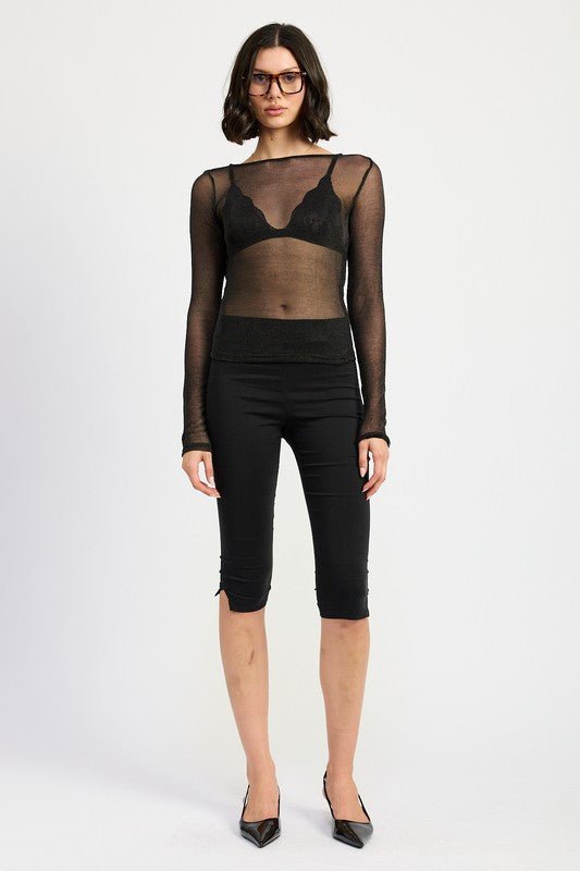 BOAT NECK METALLIC SHEER TOP - Mack & Harvie