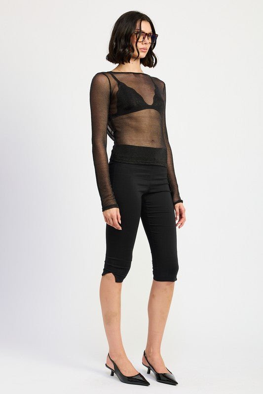 BOAT NECK METALLIC SHEER TOP - Mack & Harvie