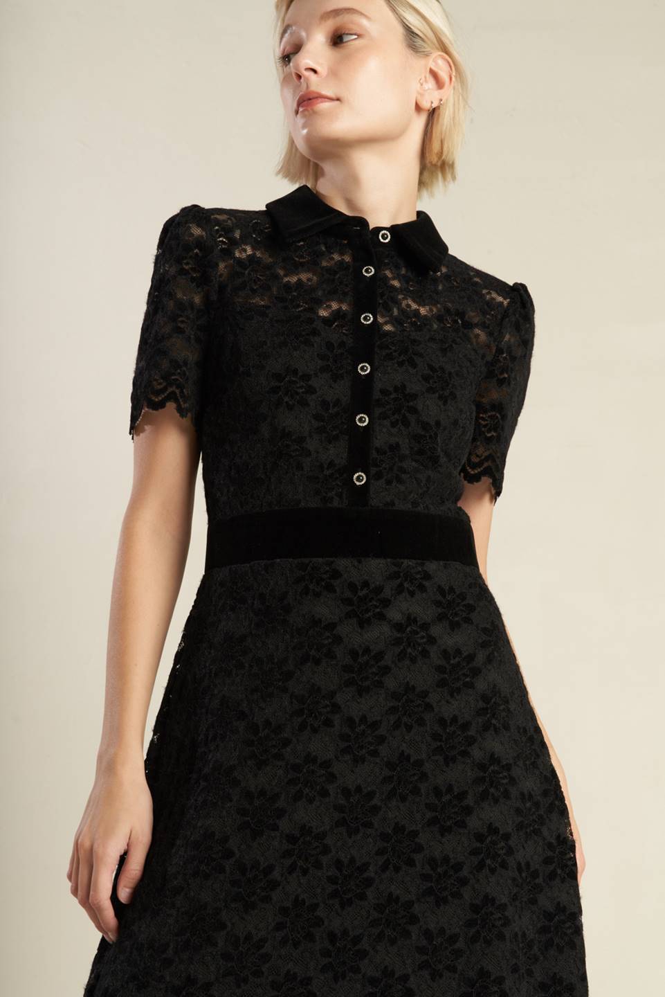 BOLD SYMPHONY WOVEN LACE MIDI DRESS - Mack & Harvie