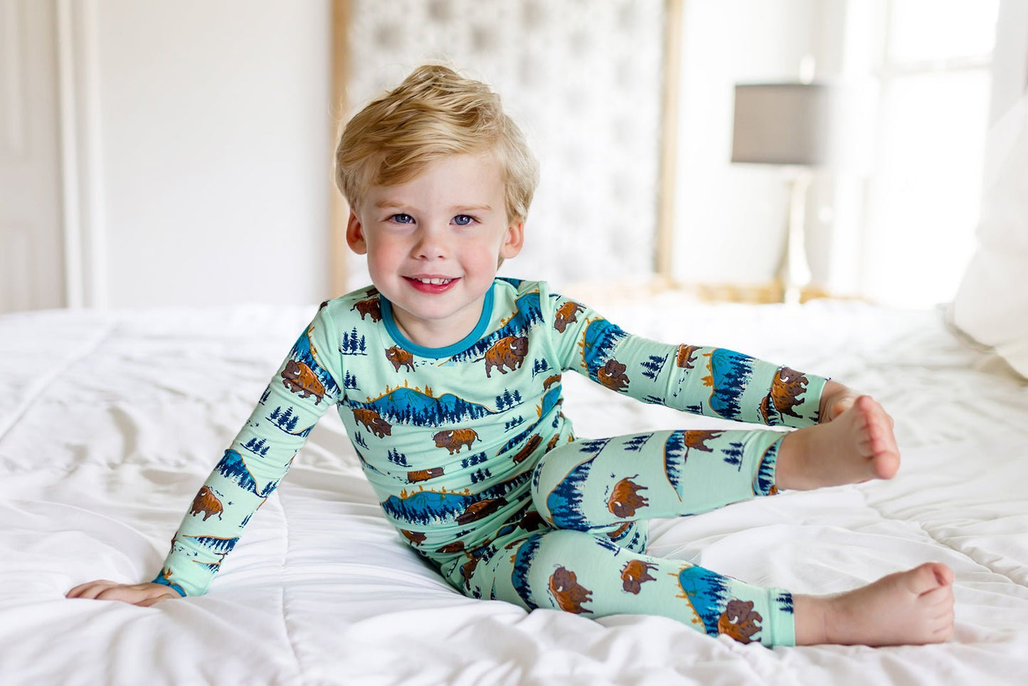 Born to be Wild Bisons Long Sleeve Pajama Set (6M - 12Y) - Mack & Harvie