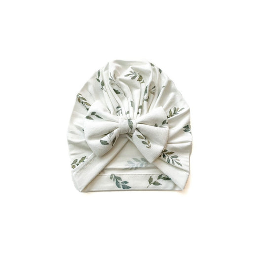 Bow Turban Hat - Green Leaves - Mack & Harvie