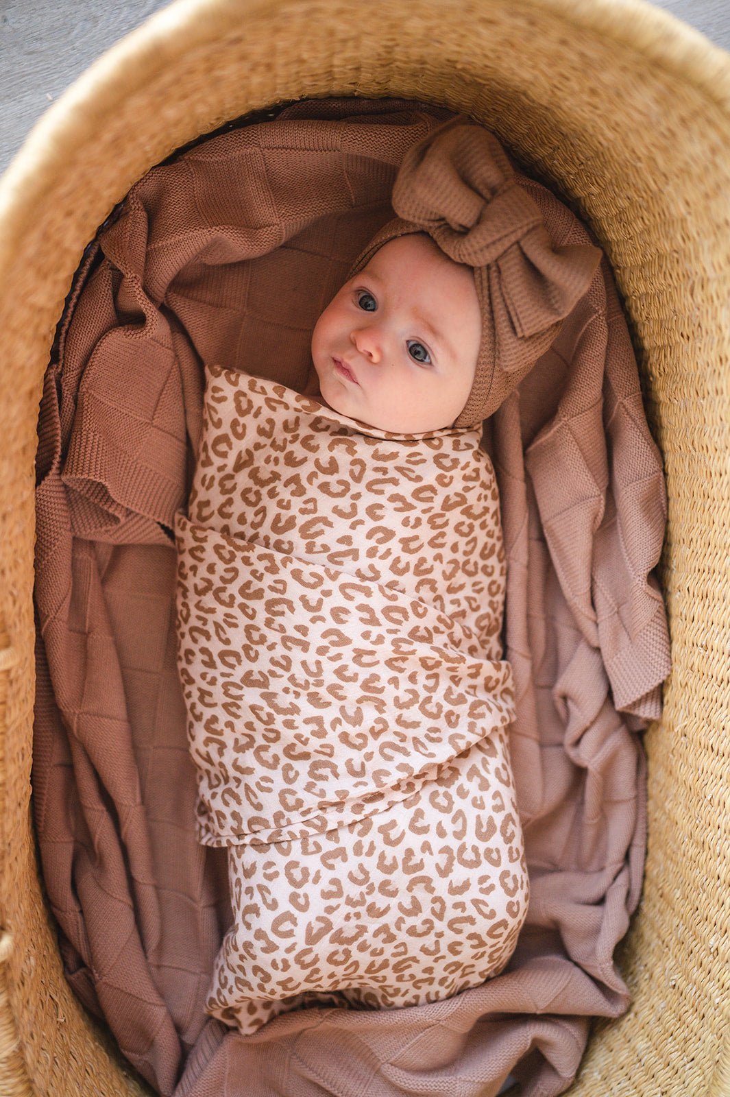 Brown Leopard Swaddle Blanket - Mack & Harvie