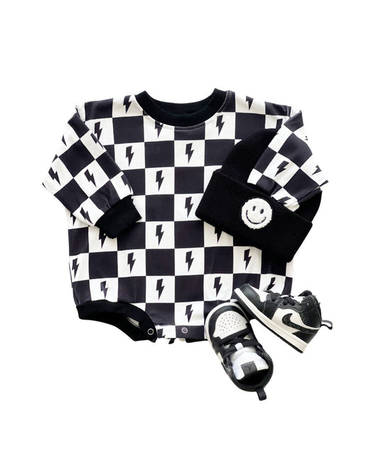 Bubble Romper | Charcoal Bolts - Mack & Harvie