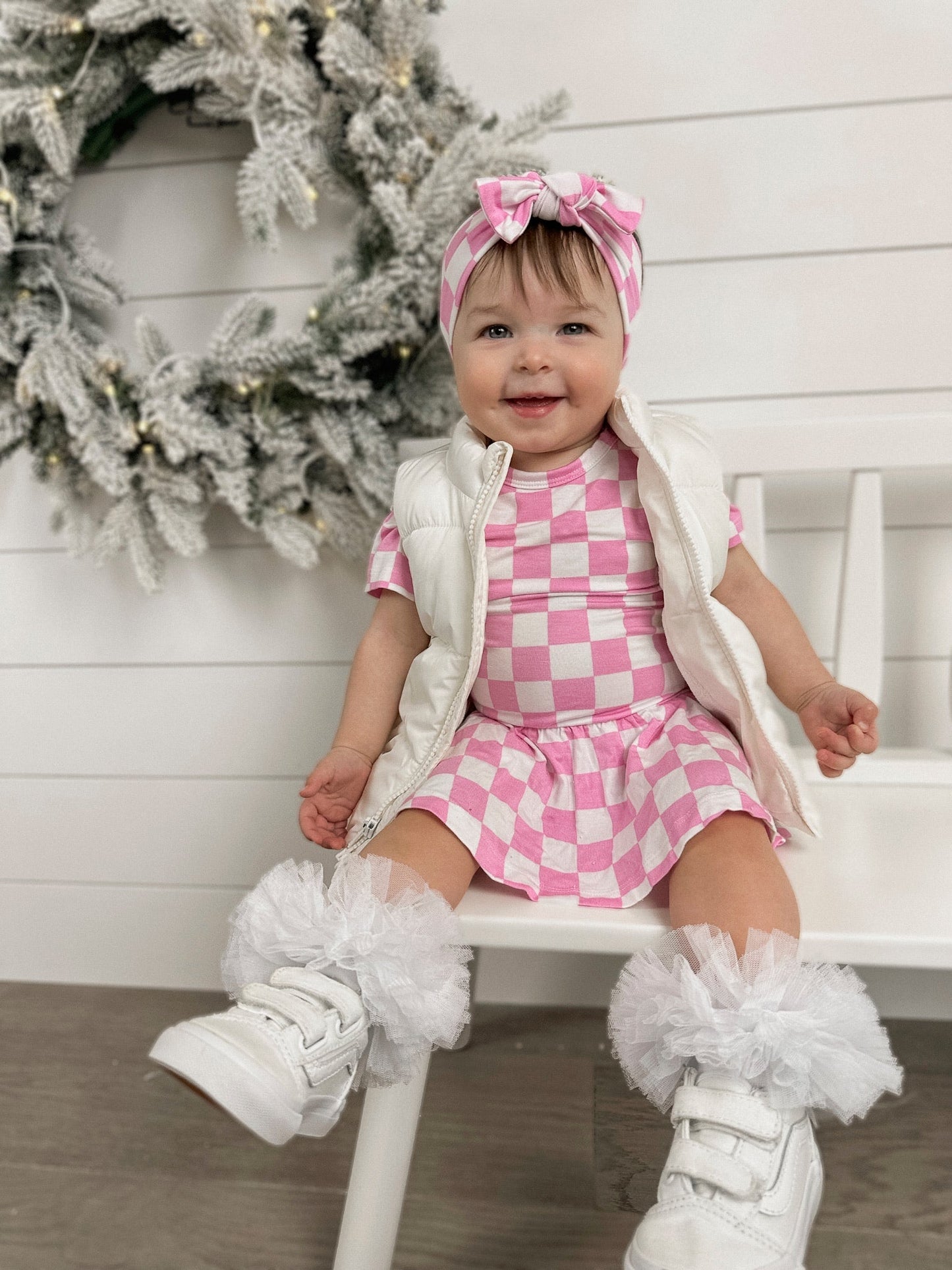 BUBBLEGUM CHECKERS DREAM BODYSUIT DRESS - Mack & Harvie