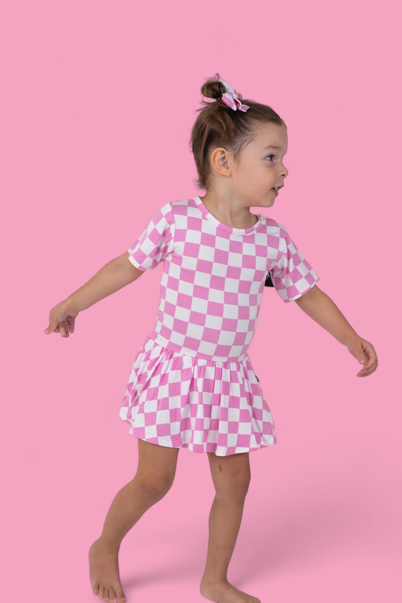 BUBBLEGUM CHECKERS DREAM BODYSUIT DRESS - Mack & Harvie