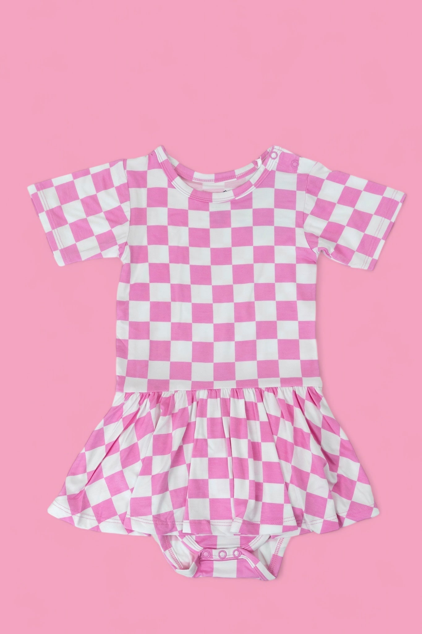 BUBBLEGUM CHECKERS DREAM BODYSUIT DRESS - Mack & Harvie