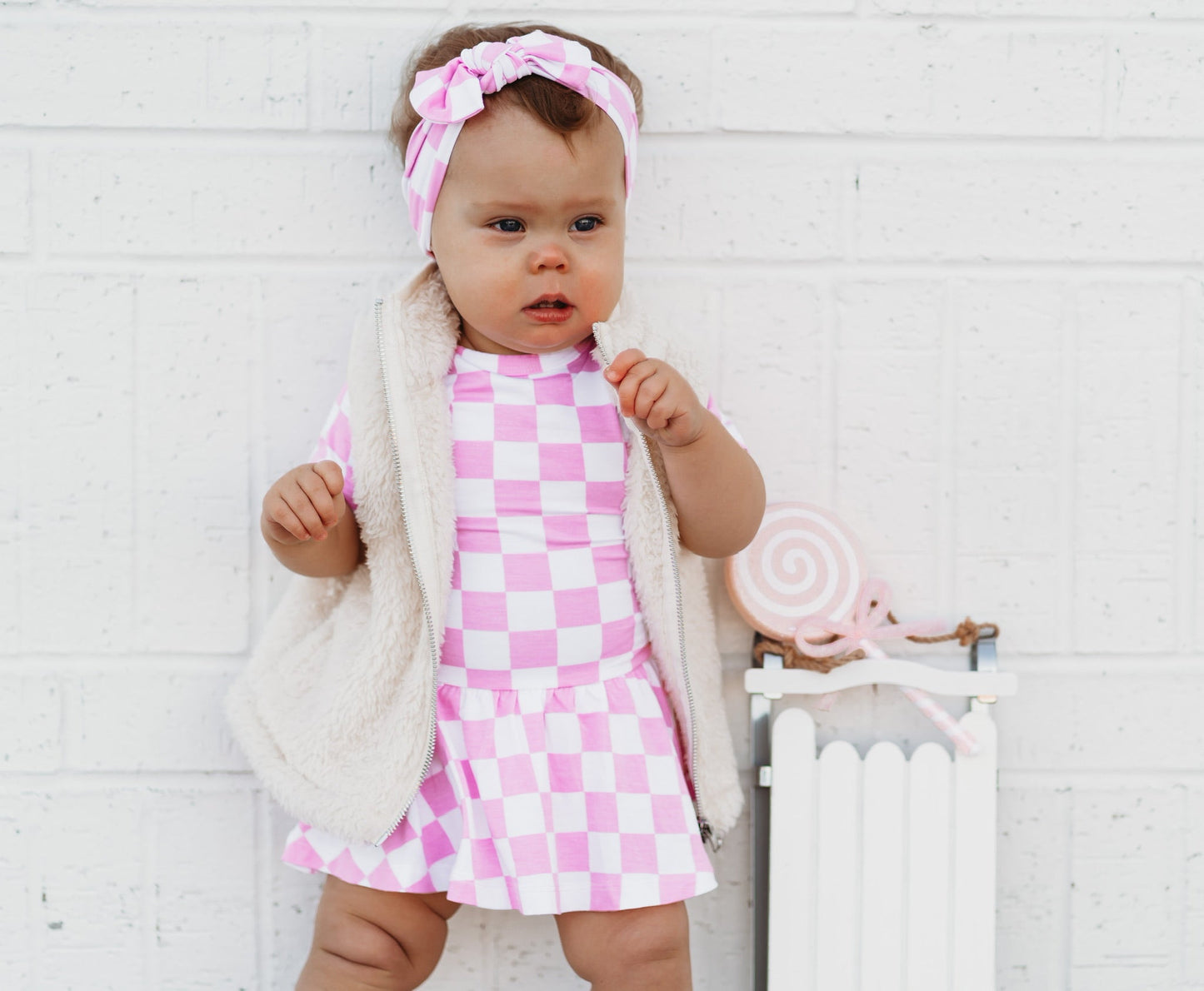 BUBBLEGUM CHECKERS DREAM BODYSUIT DRESS - Mack & Harvie