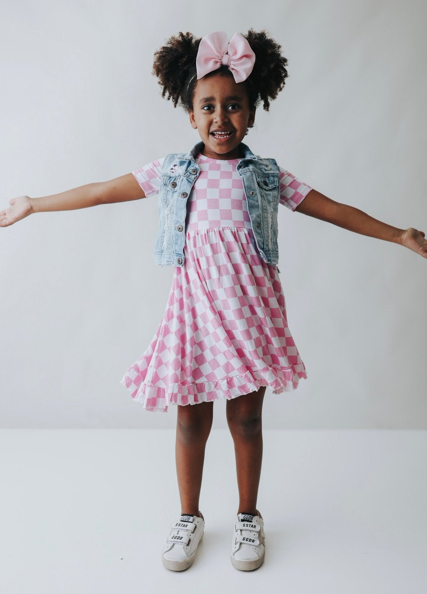 BUBBLEGUM CHECKERS DREAM RUFFLE DRESS - Mack & Harvie