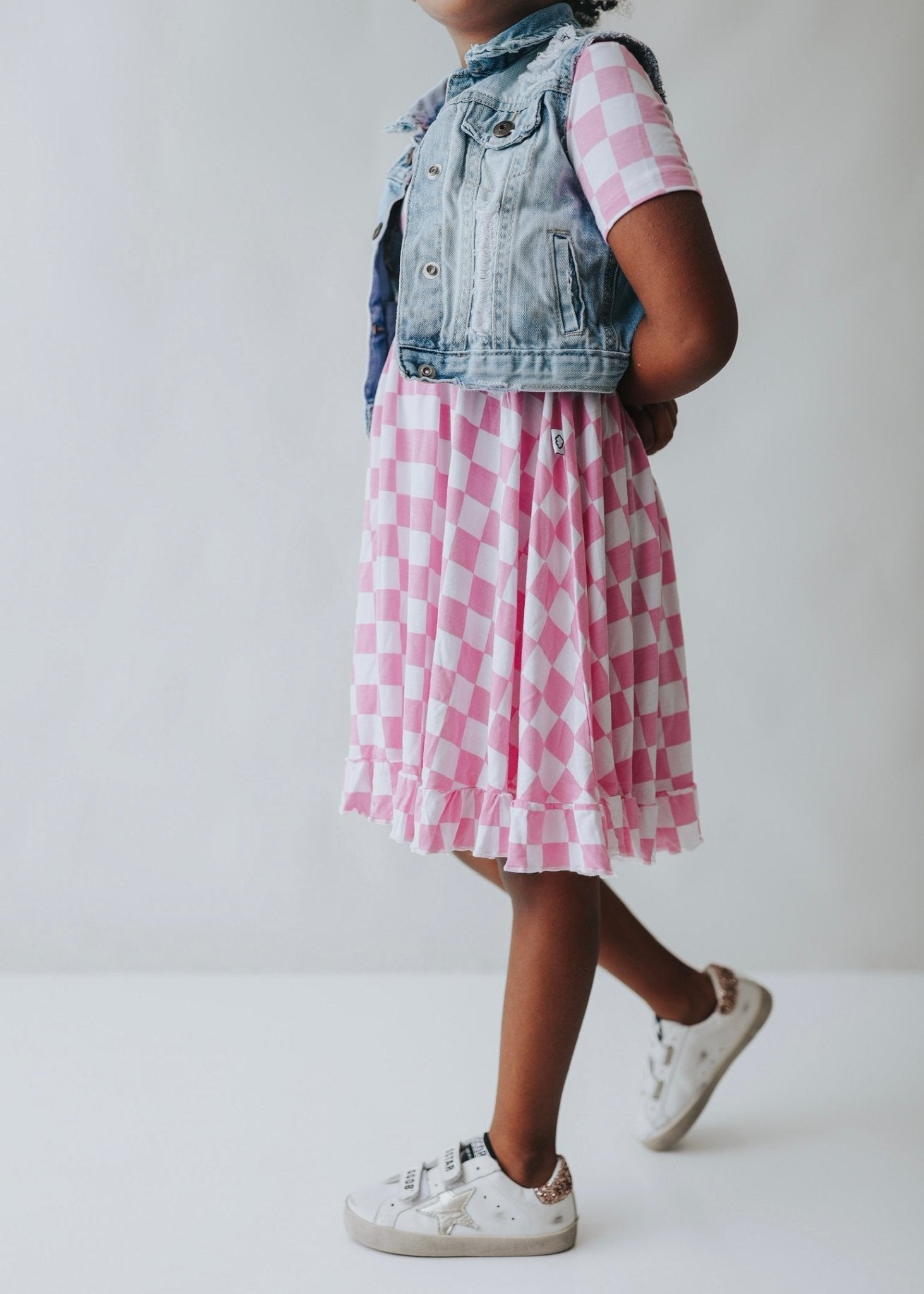 BUBBLEGUM CHECKERS DREAM RUFFLE DRESS - Mack & Harvie