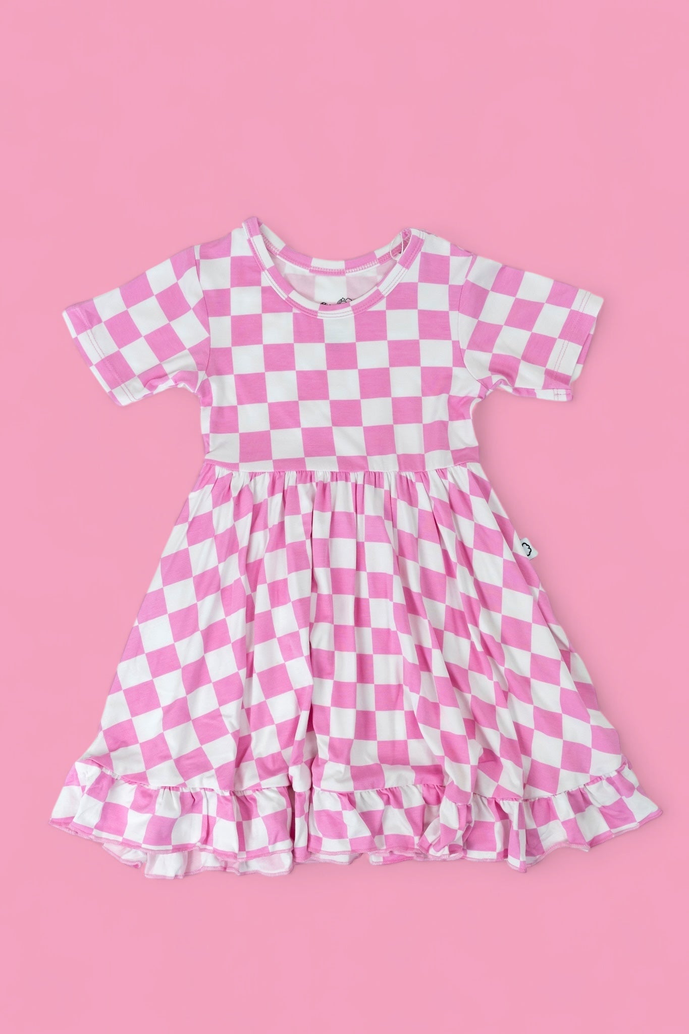 BUBBLEGUM CHECKERS DREAM RUFFLE DRESS - Mack & Harvie