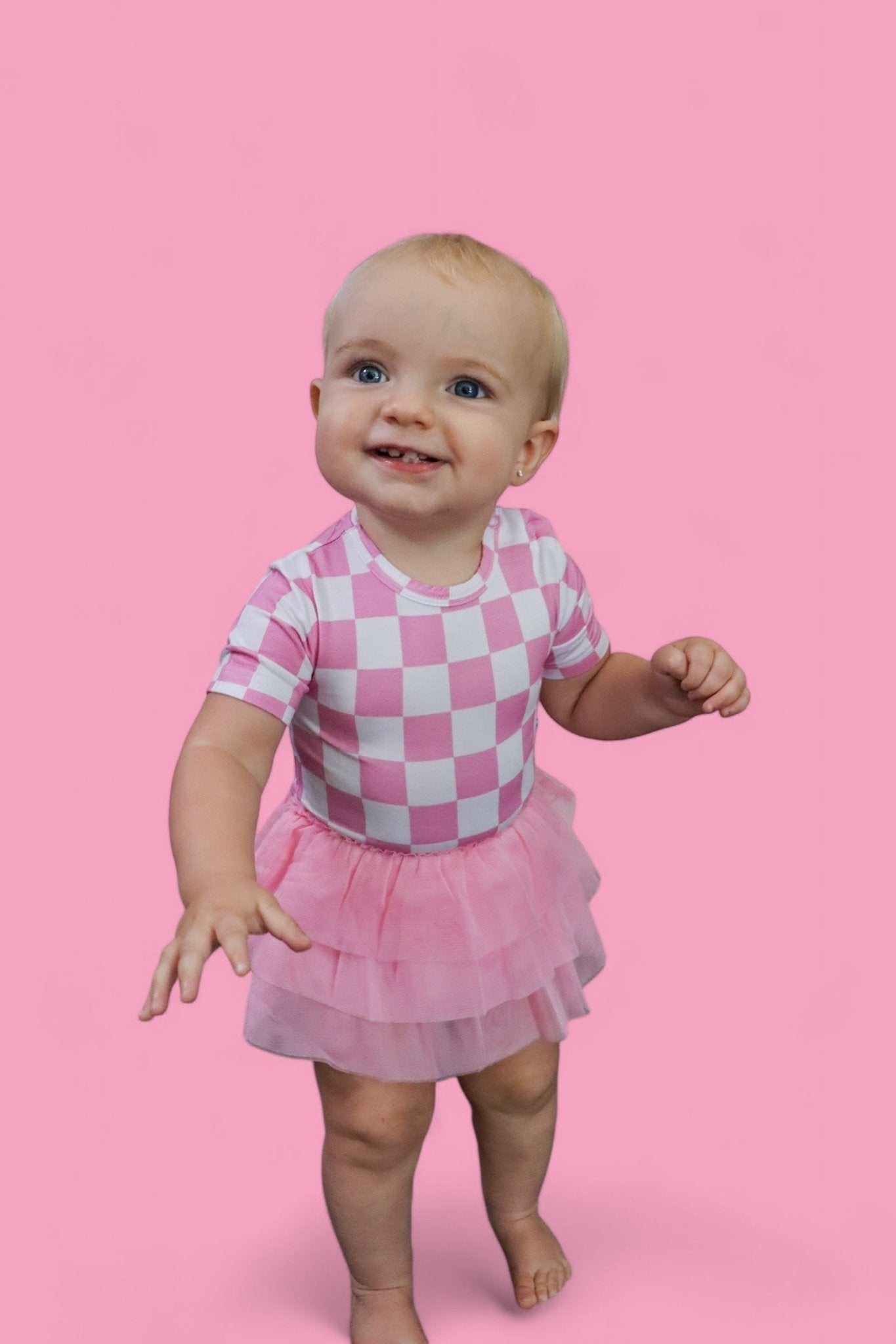 BUBBLEGUM CHECKERS DREAM TUTU BODYSUIT DRESS - Mack & Harvie